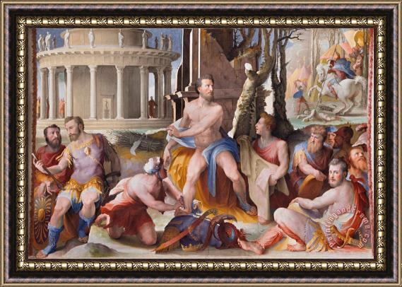 Domenico Beccafumi Public Virtues of Greek And Roman Heroes The Sacrifice of King Codron of Athens Framed Painting