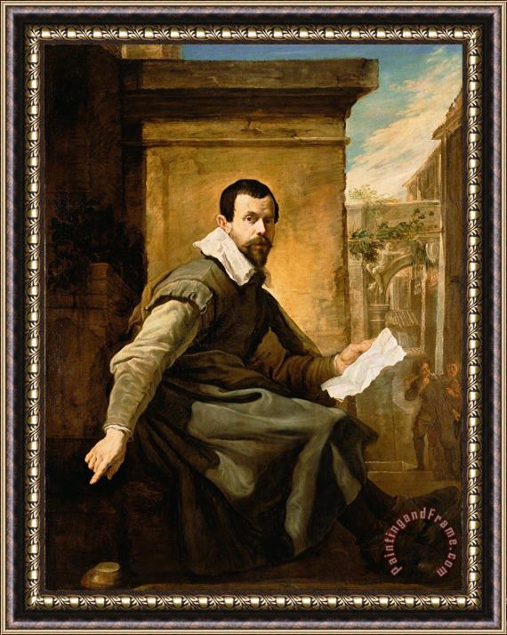Domenico Fetti Portrait of a Man with a Sheet of Music Framed Print