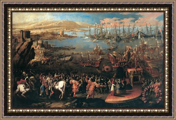 Domenico Gargiulo The Landing of The Infanta Maria at Naples Framed Painting