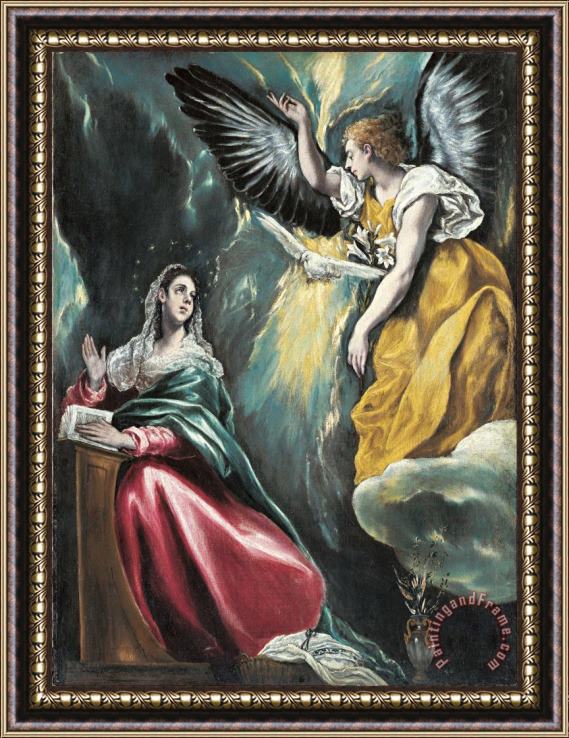 Domenikos Theotokopoulos, El Greco Annunciation Framed Print