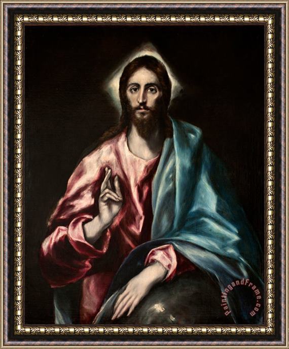 Domenikos Theotokopoulos, El Greco Christ As Saviour Framed Print