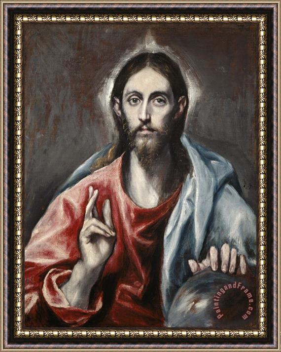 Domenikos Theotokopoulos, El Greco Christ Blessing ('the Saviour of The World') Framed Painting