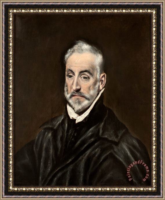 Domenikos Theotokopoulos, El Greco Portrait of Antonio De Covarrubias Framed Painting