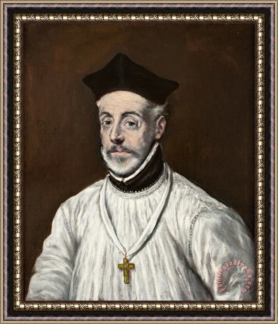 Domenikos Theotokopoulos, El Greco Portrait of Diego De Covarrubias Y Leiva Framed Print