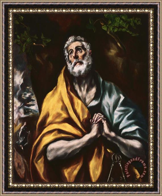 Domenikos Theotokopoulos, El Greco The Repentant St. Peter Framed Print