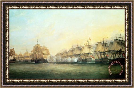 Dominic Serres The fourth action off Trincomalee between the English and the French Framed Painting