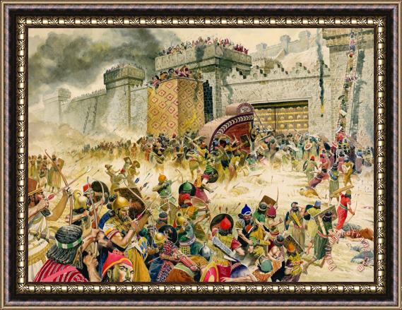 Don Lawrence Samaria falling to the Assyrians Framed Painting