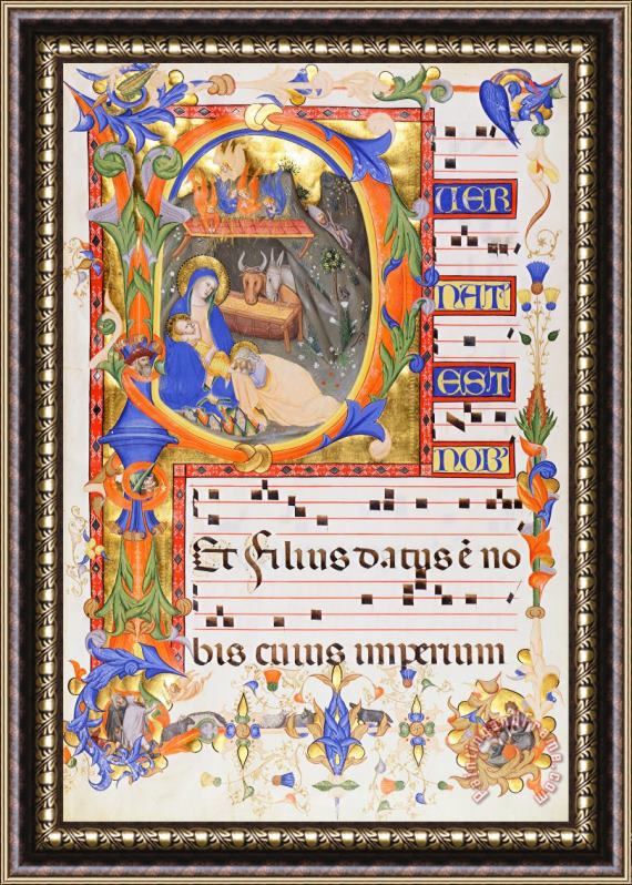 Don Silvestro Dei Gherarducci Nativity, in an Initial P Framed Painting