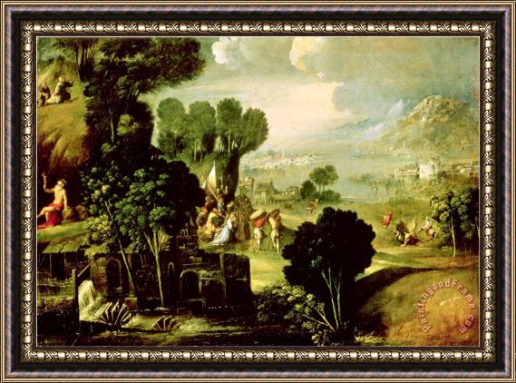 Dosso Dossi Landscape with Saints 1520 30 Framed Painting