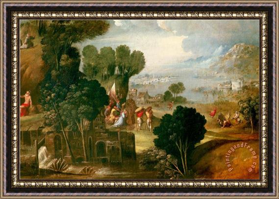 Dosso Dossi Landscape with Saints Framed Painting