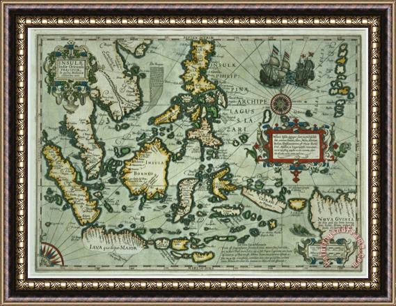 Dutch School Map of the East Indies Framed Painting