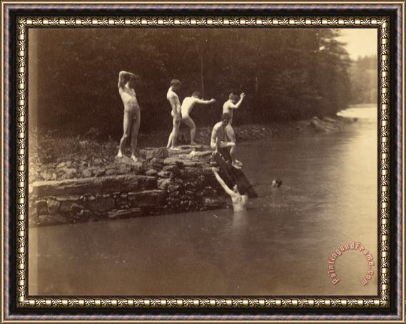 Eadweard J. Muybridge Eakins's Students at The The Swimming Hole Framed Painting