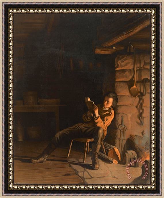 Eastman Johnson The Boyhood of Lincoln. (an Evening in The Log Hut.) Framed Print