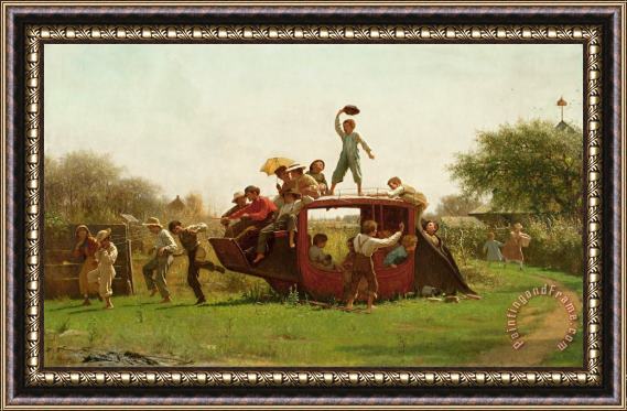 Eastman Johnson The Old Stagecoach Framed Painting