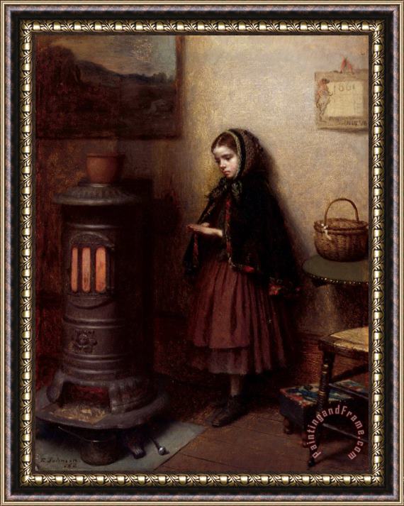 Eastman Johnson Warming Her Hands Framed Painting