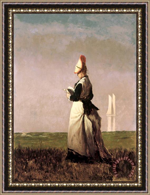 Eastman Johnson Woman Reading Framed Painting