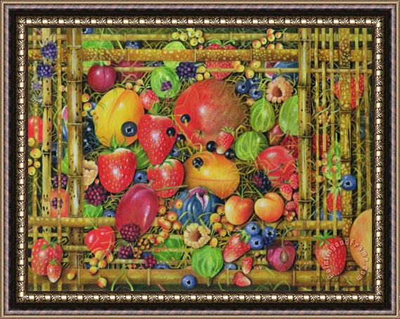 EB Watts Fruit In Bamboo Box Framed Painting