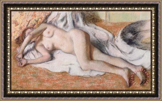 Edgar Degas After the Bath or Reclining Nude Framed Painting