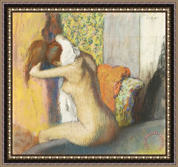 Edgar Degas Apres Le Bain, Femme S'essuyant La Nuque Framed Painting