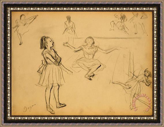 Edgar Degas Ballet Dancers Rehearsing Framed Print