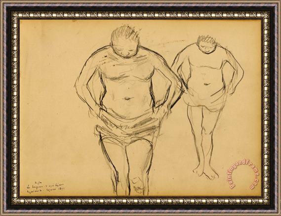 Edgar Degas Copies of Cezanne's Bathers Framed Print