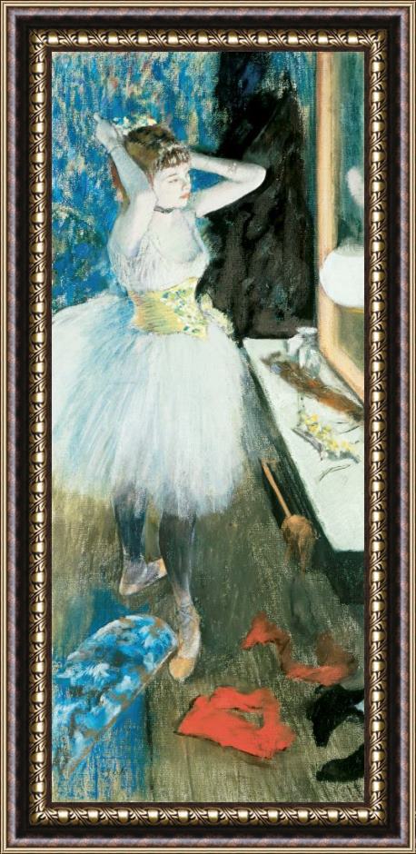 Edgar Degas Dancer in her dressing room Framed Print