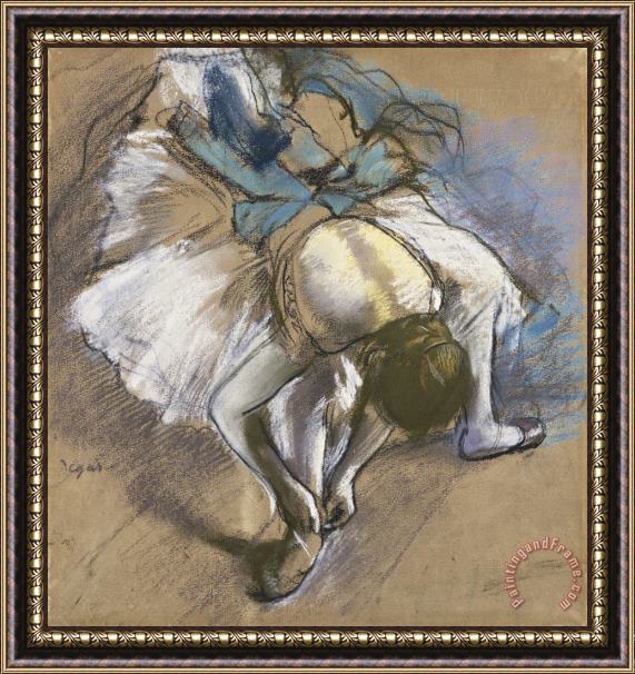 Edgar Degas Dancer Putting on Her Shoes Framed Print