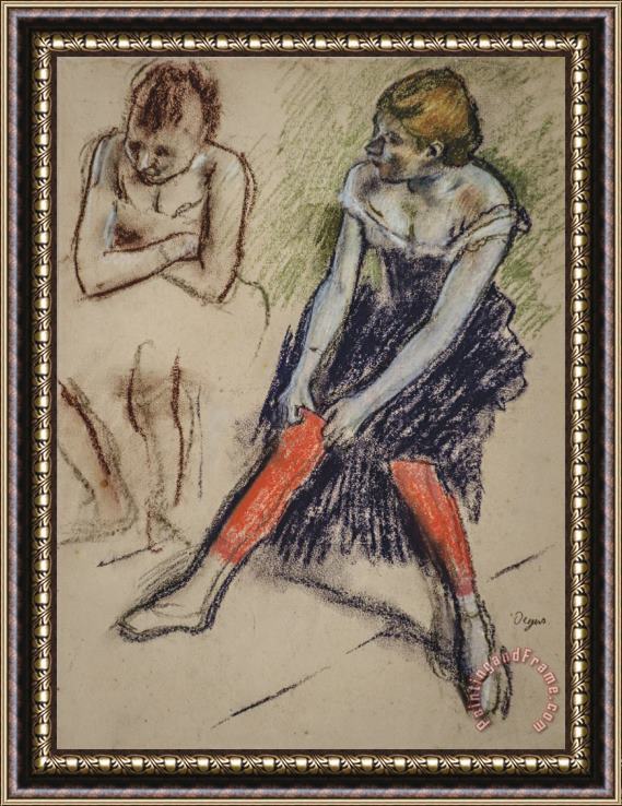 Edgar Degas Dancer with Red Stockings Framed Print