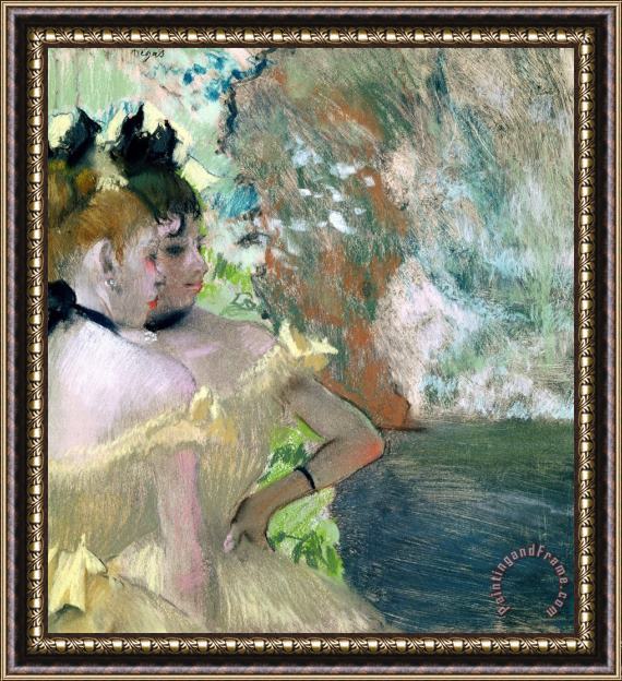 Edgar Degas Dancers in The Wings (pastel on Paper) Framed Painting