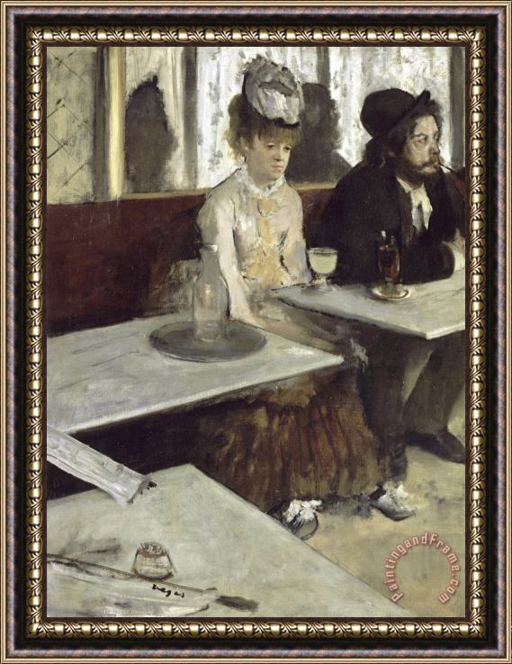 Edgar Degas Dans Un Cafe, Dit Aussi L'absinthe (in a Cafe, Also Called Absinthe) Framed Print
