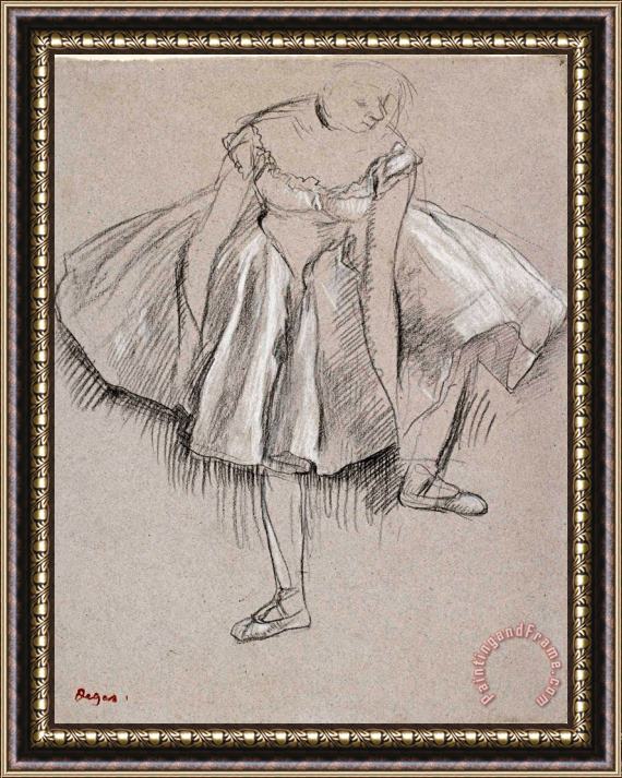 Edgar Degas Danseuse Rajustant Son Chausson Framed Painting