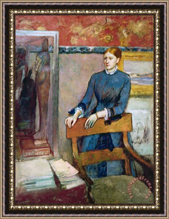 Edgar Degas Helene Rouart in Her Father's Study Framed Painting