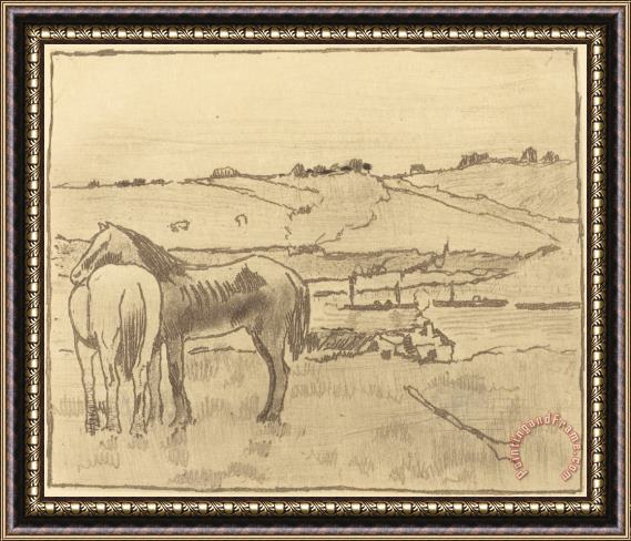 Edgar Degas Horses in The Meadow (chevaux Dans La Prairie) Framed Painting