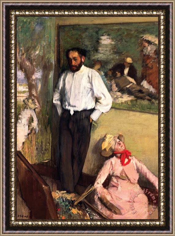Edgar Degas Man And Puppet Framed Painting