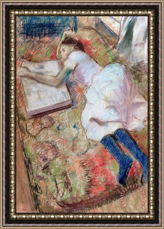 Edgar Degas Reader Lying Down Framed Print