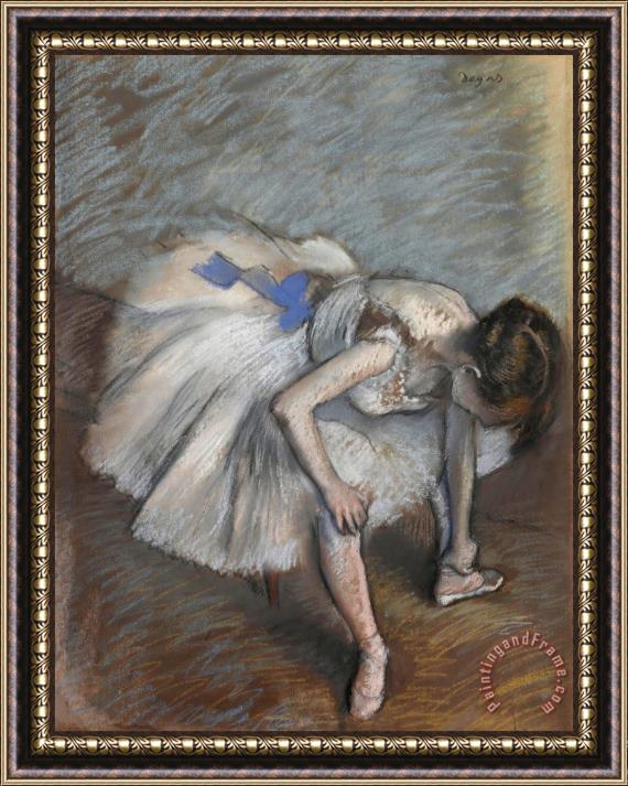 Edgar Degas Seated Dancer Leaning Forward, Massaging Her Left Foot Framed Print