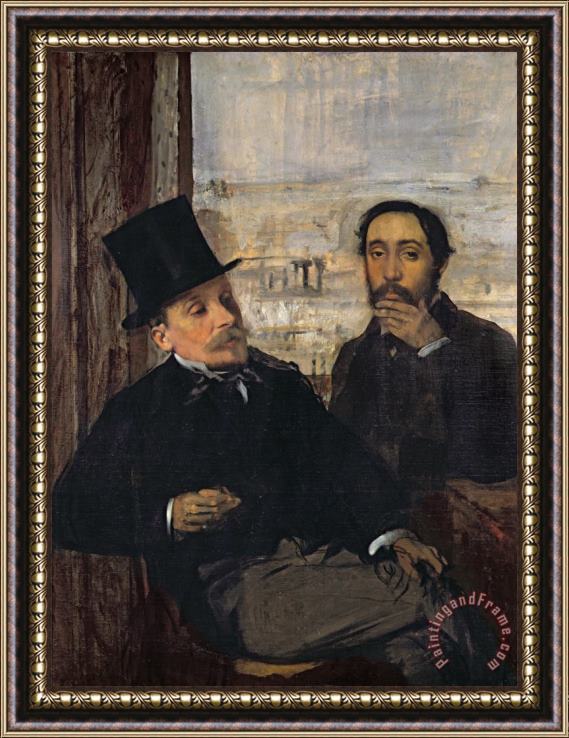 Edgar Degas Self Portrait with Evariste de Valernes Framed Painting