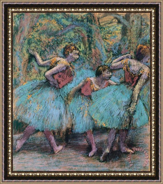 Edgar Degas Three Dancers (blue Tutus, Red Bodices) Framed Painting