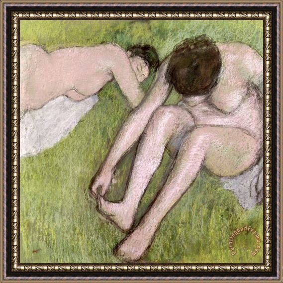 Edgar Degas Two Bathers on the Grass Framed Painting