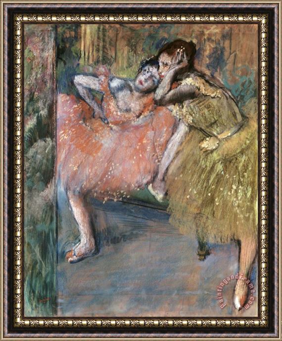 Edgar Degas Two Dancers by a Hearth Framed Print