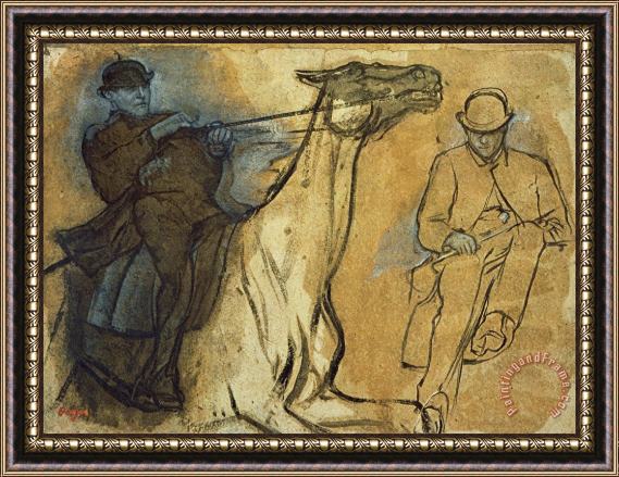 Edgar Degas Two Studies Of Riders Framed Print