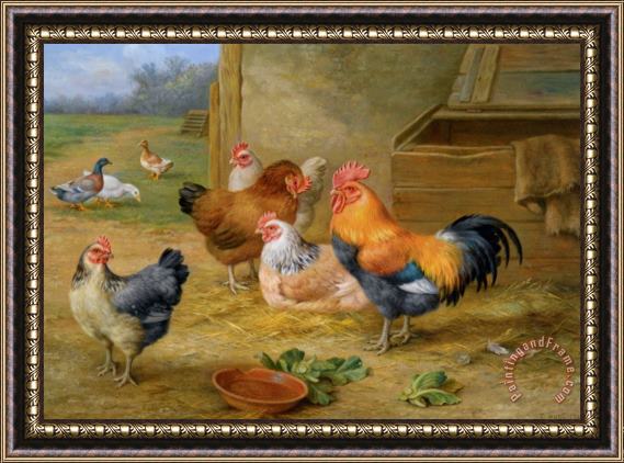 Edgar Hunt King of The Roost Framed Painting