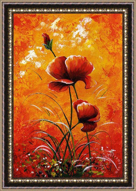Edit Voros My flowers - Poppies 023 Framed Painting