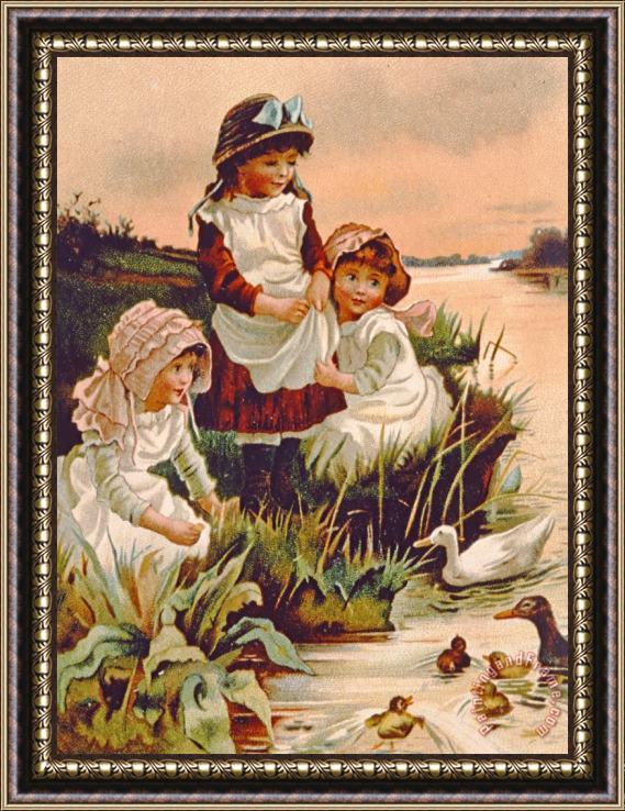 Edith S Berkeley Feeding Ducks Framed Print