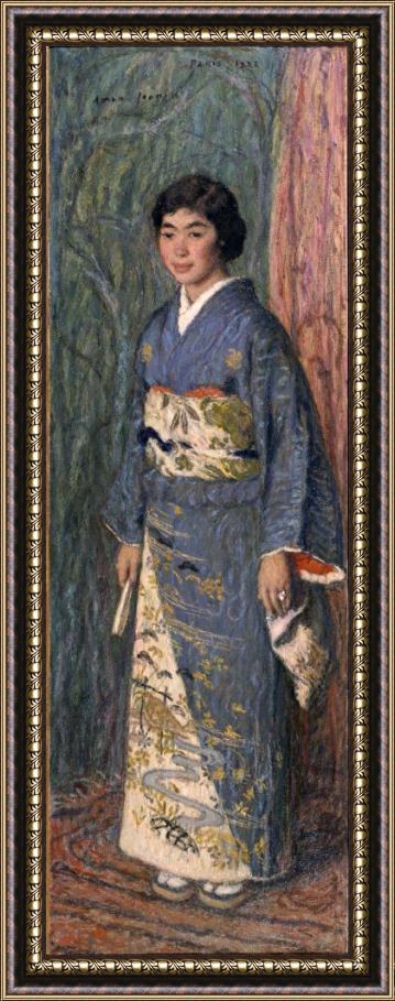 Edmond Francois Aman Jean Portrait of a Japanese Woman (mrs. Kuroki) Framed Print