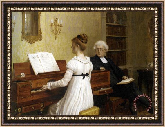 Edmund Blair Leighton The Piano Lesson Framed Print