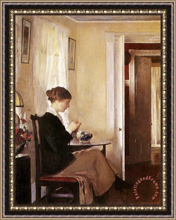 Edmund Charles Tarbell Josephine Knitting Framed Painting
