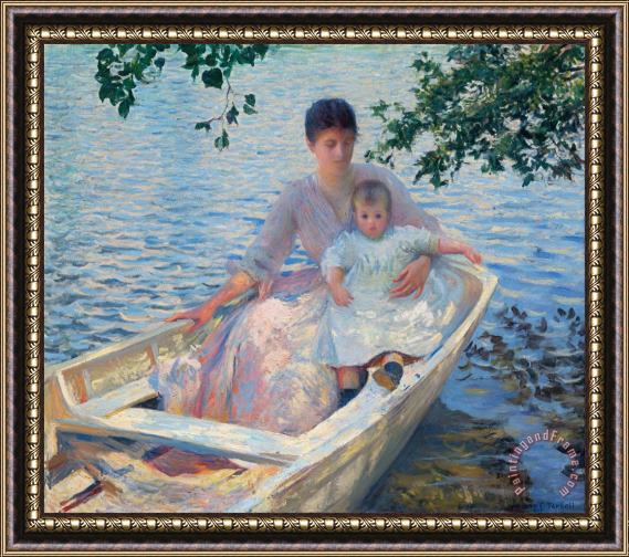 Edmund Charles Tarbell Mother And Child in a Boat Framed Painting