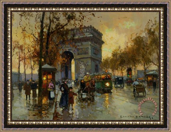 Edouard Leon Cortes View of The Arc De Triomphe Framed Painting