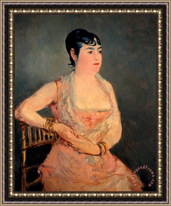 Edouard Manet Lady In Pink Framed Painting